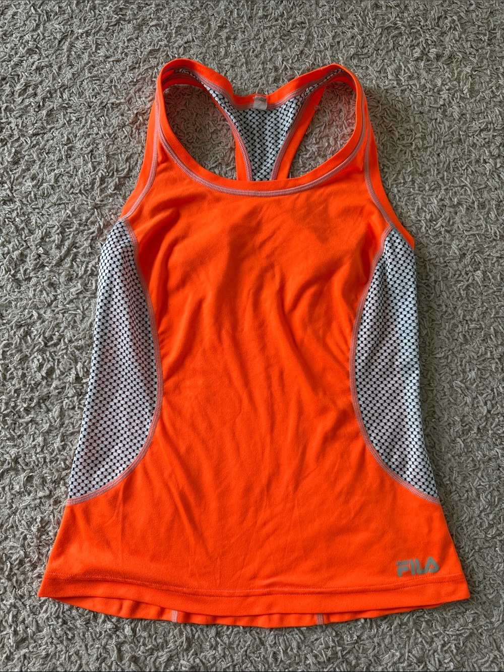RUNNER NEEDS THIS! Fila Bright Orange Racerback Athletic Tank with Mesh Panels